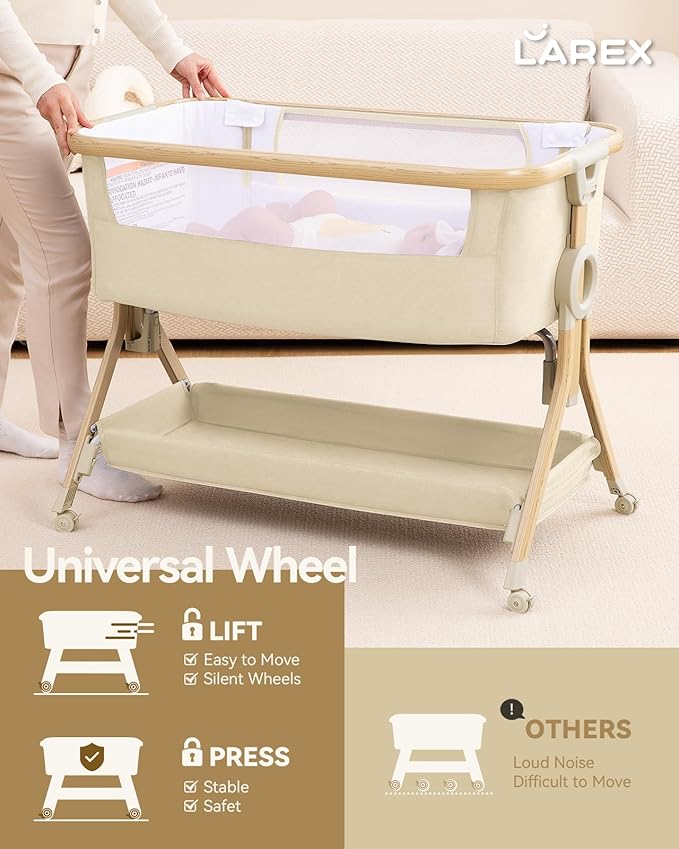Larex Baby Bassinet, Baby Bassinet Bedside Sleeper - Image 7