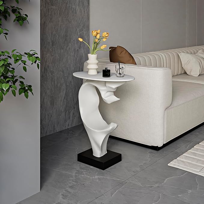 Modern Artistic Coffee Table, Luxury Semicircular Side Table, High-Strength FRP - Image 3