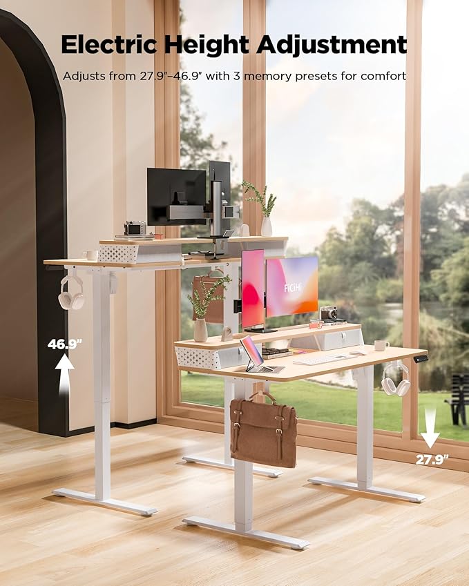 55x24 Inch Standing Desk with Double Drawers, C-Clamp Mount Compatible - Image 5