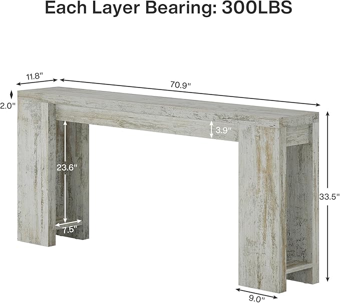 Tribesigns 70.9-Inch Extra Long Console Table, Farmhouse Wood Sofa Table Behind - Image 2