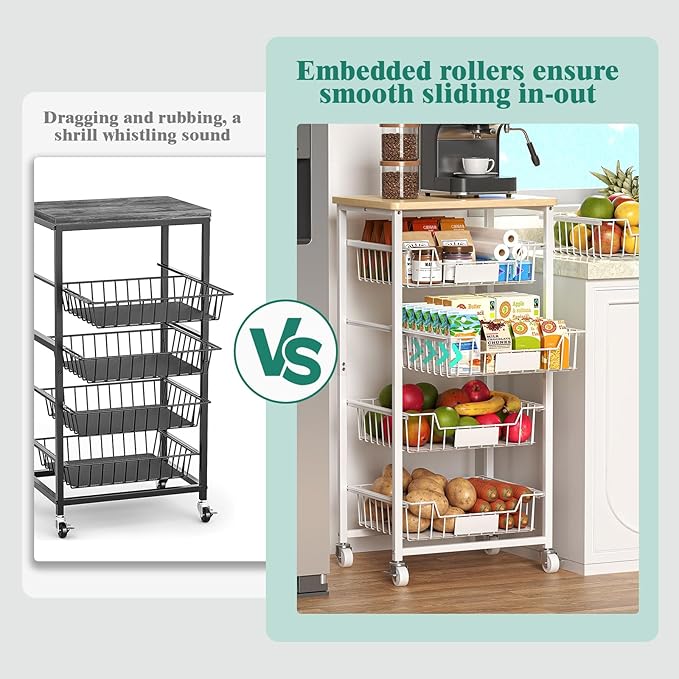 Fruit Vegetable Basket for Kitchen Pantry Storage Organizer, 5-Tier Metal - Image 6