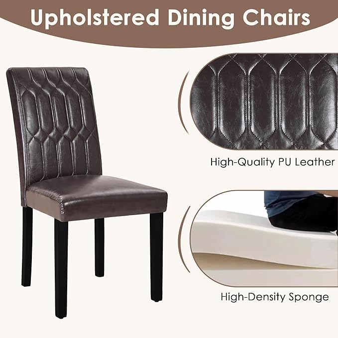 VECELO Upholstered Dining Chairs Set of 4, Modern PU Leather Accent Parsons - Image 5