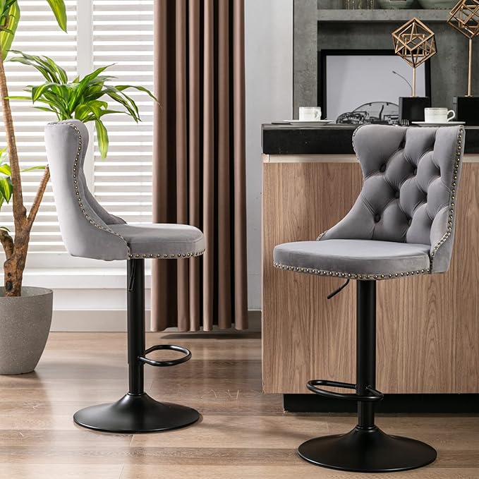 PacknWood Acosure Swivel Velvet Barstools Adjusatble Seat Height from 25-33" by Unknown