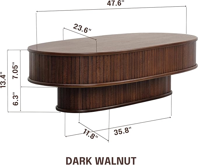 NTC Stream DOU Coffee Table, Modern Double-Layer Oval Wooden Center Table - Image 2