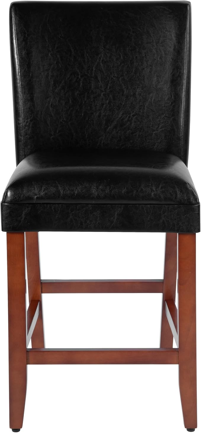 Homepop Home Decor | Classic Counter Height Bar Stools | Faux Leather 24 Inch by HomePop