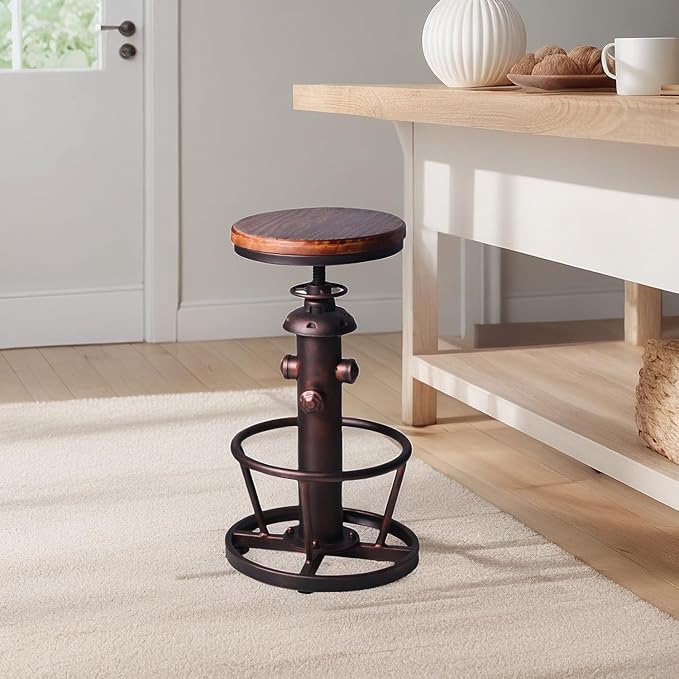 Vintage Swivel Bar Stool Industrial Coffee Kitchen Dining Chair Fire Hydrant - Image 6