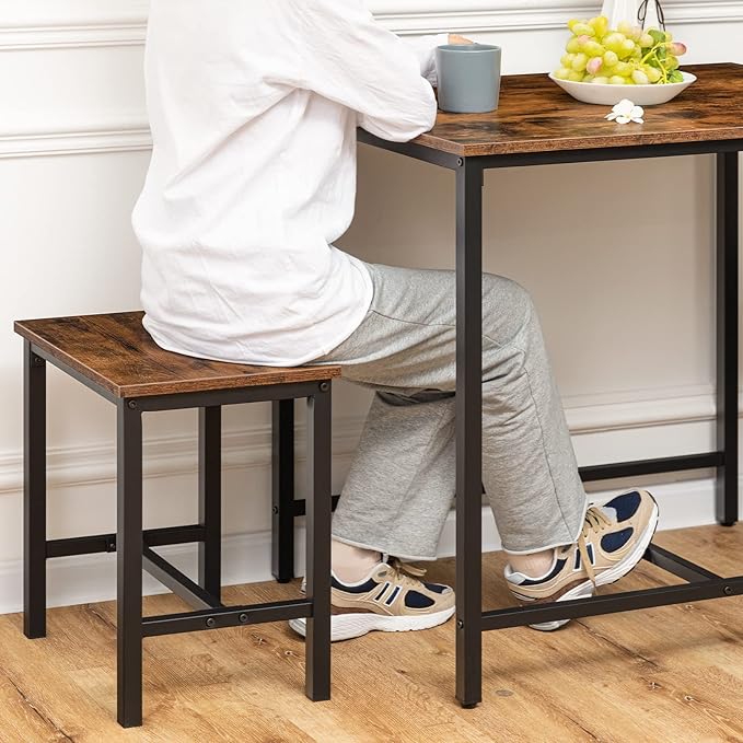 HOOBRO 3-Piece Industrial Dining Table Set, Kitchen Table, Space Saving Dinette - Image 4