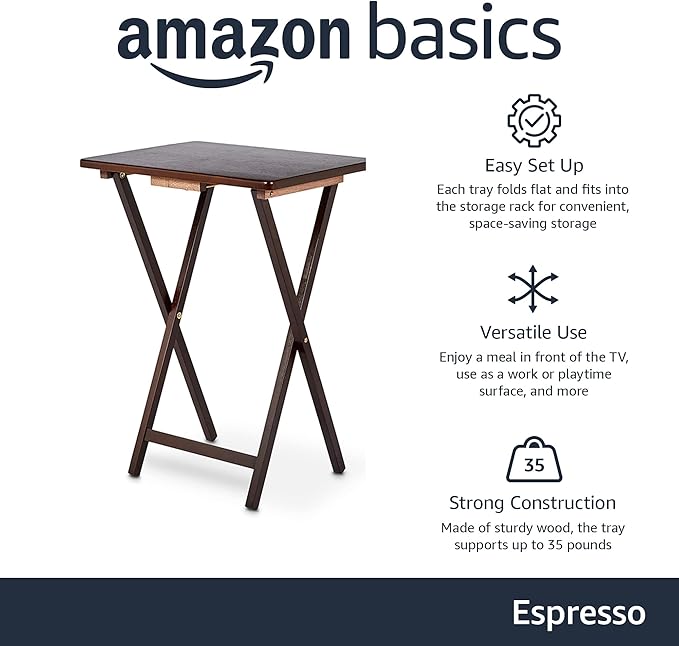Amazon Basics Classic Foldable TV Dinner Tray Table - Image 2