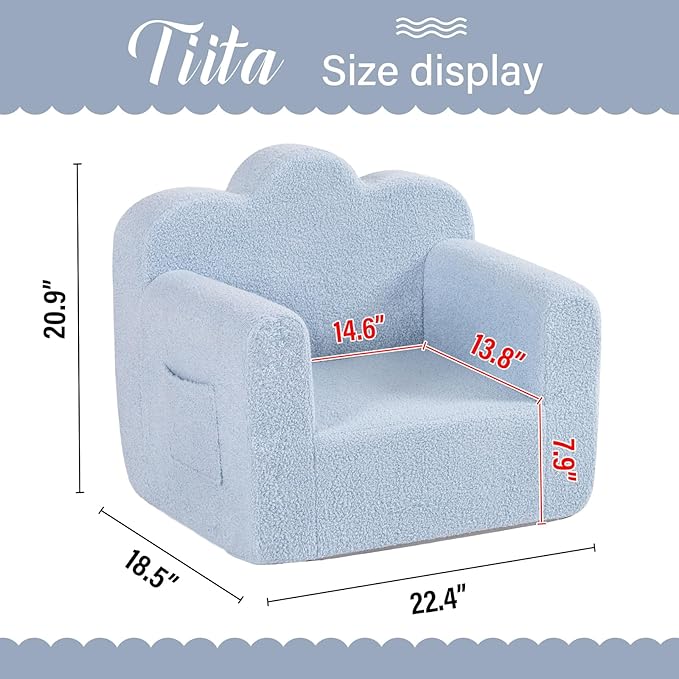 Tiita Kids Couch Plush Toddler Chair, Cloud-Like Glow in The Dark Kids Sofa - Image 3