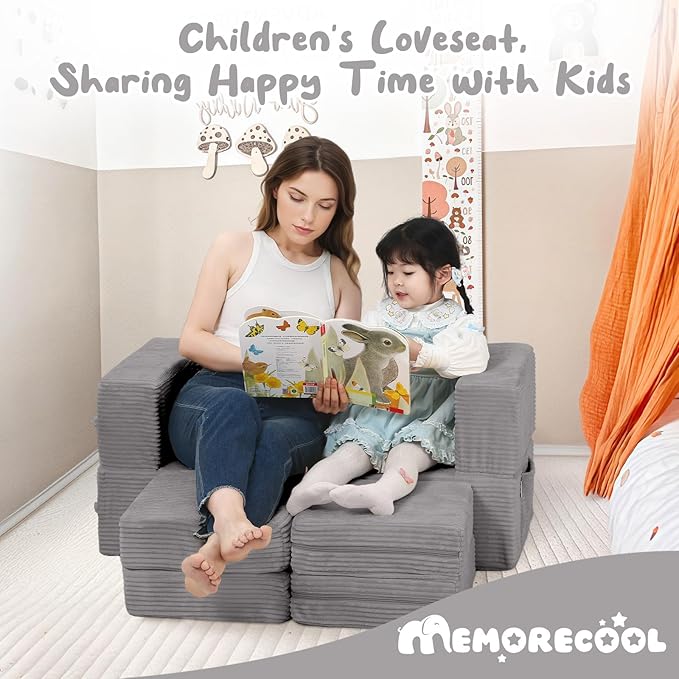 MeMoreCool Modular Kids Couch, Corduroy Play Toddler Couch - Image 4