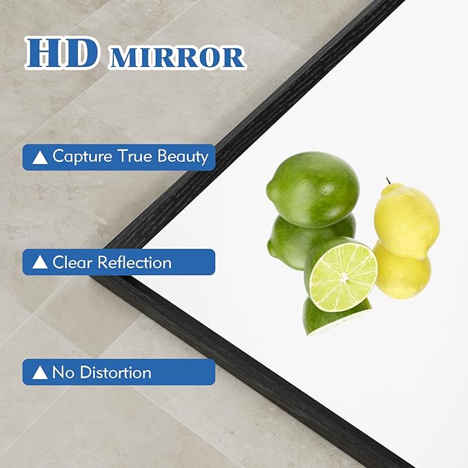 20x30 Inch Bathroom Mirror, Matte Black Framed Rectangle, 4MM Tempered Glass - Image 3
