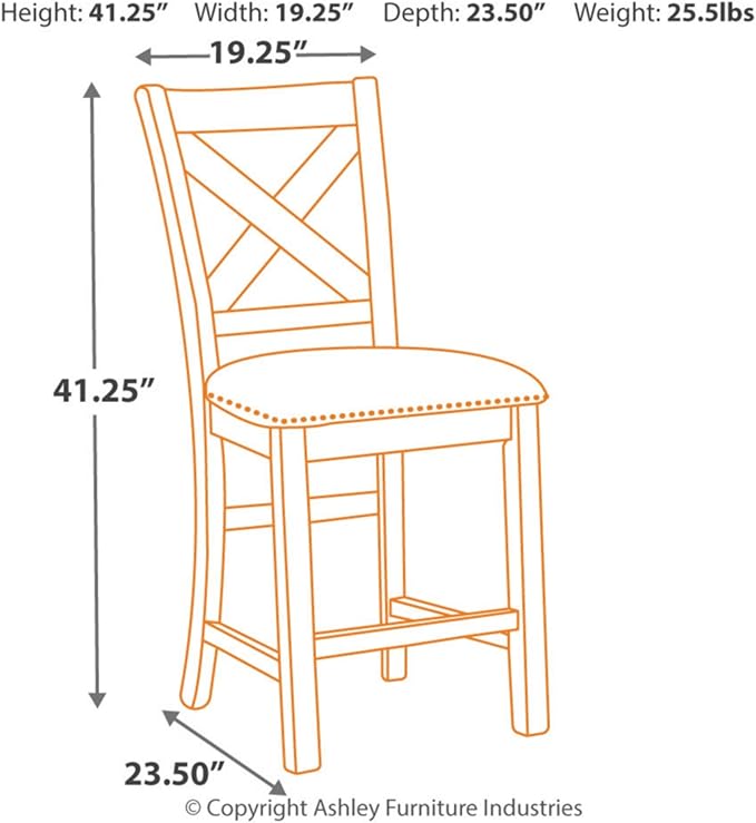 Signature Design by Ashley Moriville Rustic Farmhouse 24.5" Upholstered Barstool - Image 11