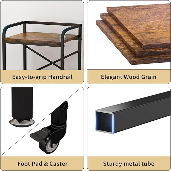 2 Tier Under Desk Printer Stand, Large Printer Table - Image 6