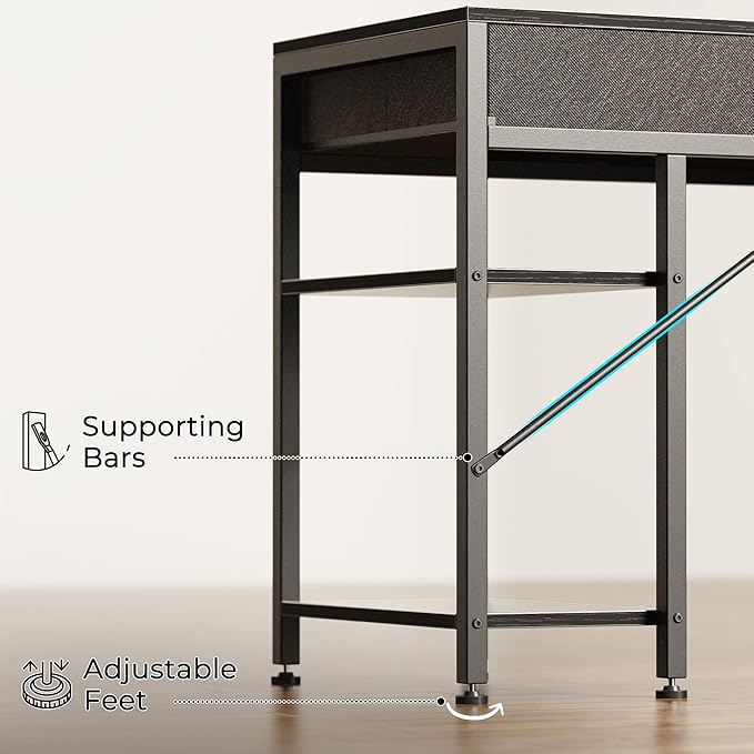 Huuger Computer Desk with 6 Drawers, 54 Inch Office Desk with Shelves, - Image 9