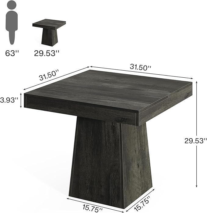 Tribesigns Square Dining Table for 4, 31.5-Inch Small Kitchen Table - Image 2