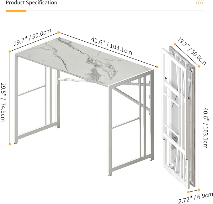 Folding Computer Desk 40 inch Writing Gaming Computer Camping Desk, No Assembly - Image 3