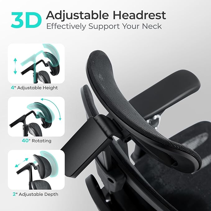 Ergonomic Office Chair with 9D Arms, Adjustable Seat Depth, 3D Lumbar Support - Image 9