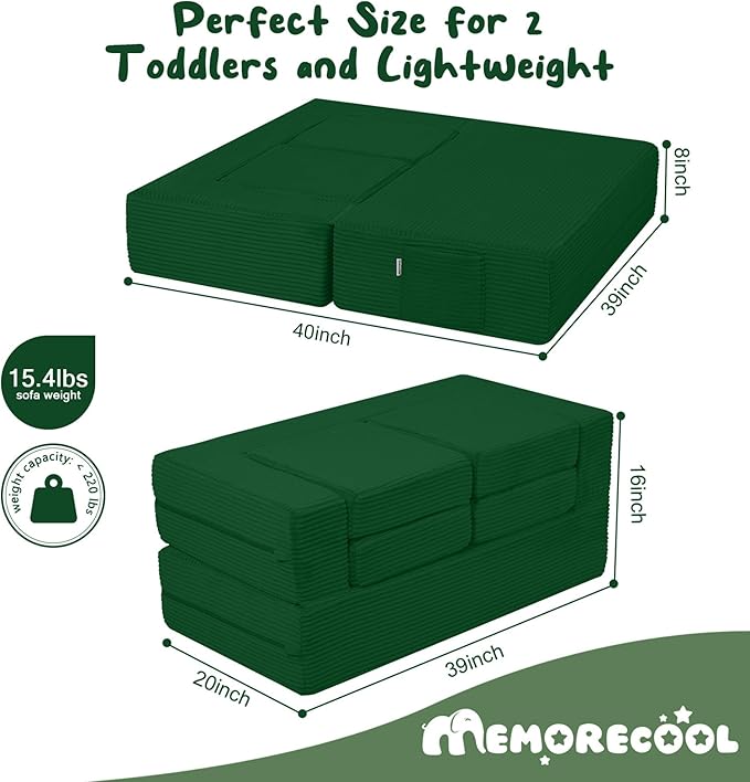 MeMoreCool Modular Kids Couch, Corduroy Play Toddler Couch - Image 2