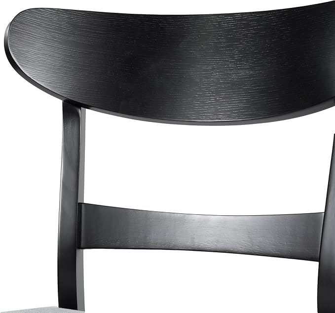 Set of 2 Solid Wood Dining Chairs, Fabric Upholstered Seat Mid-Century Modern - Image 7