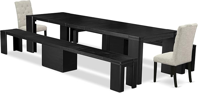 X02EL-206-35 - 5-piece Modern Dining Table Set a Rectangular Kitchen Table and - Image 2