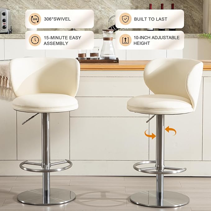 RAINMOOD Bar Stools, Adjustable Swivel Barstools - Image 3