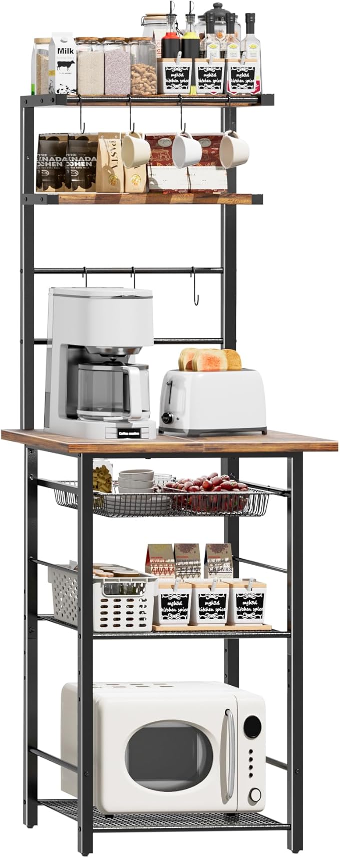 Kitchen Bakers Rack, 6-Tier Microwave Stand by LAKEMID
