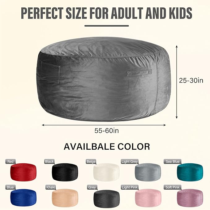 HABUTWAY Bean Bag Chair: Giant 6' Memory Foam Furniture Bean Bag Chair - 6Ft - Image 3
