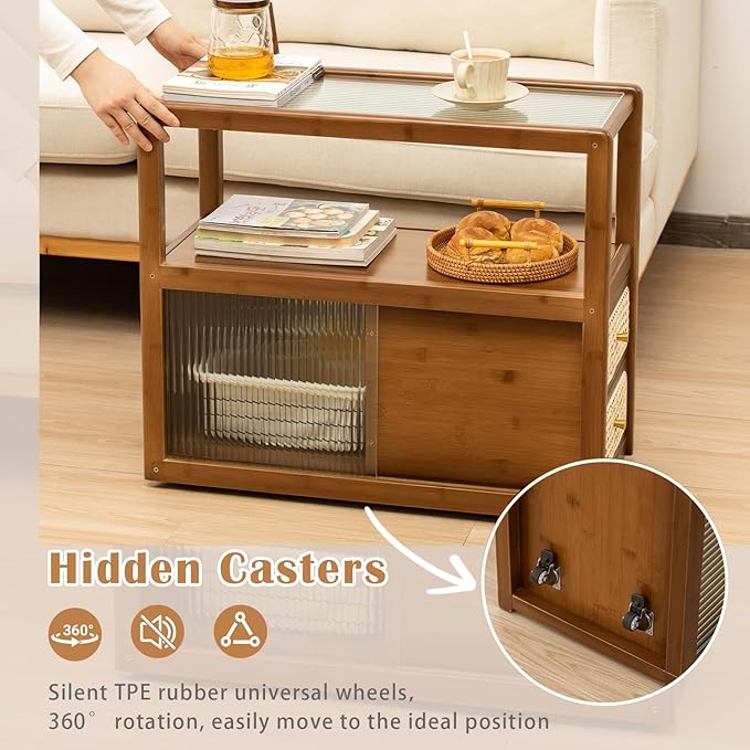 Bamboo Side Table Nightstand - Image 5