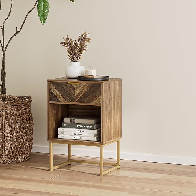 Masupu Nightstand, Modern Night Stand Boho Farmhouse Wood Bedside Table - Image 8