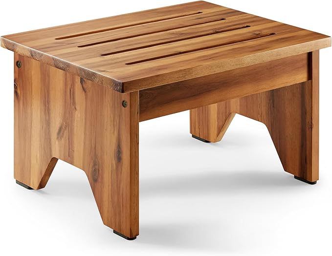 Holana 9" Acacia Wood One Step Stool by HOLANA