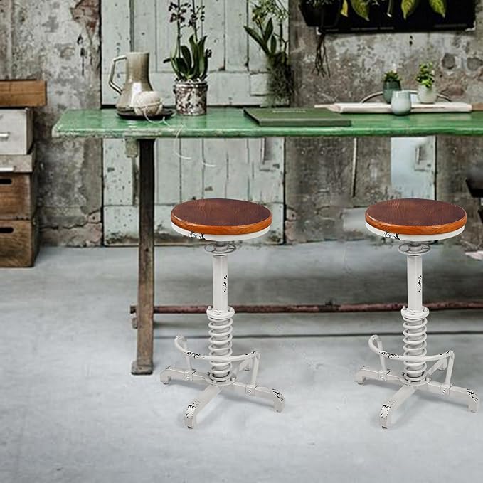 American Antique Steampunk Bar Stool 24.41"-28.35" Vintage Industrial - Image 7