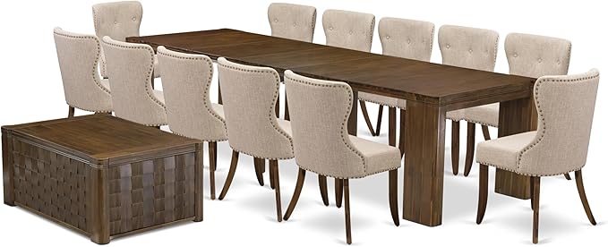 X12SI-0C8-04 - 14 Pieces Mid Century Dining Table Set contains an Extendable - Image 2