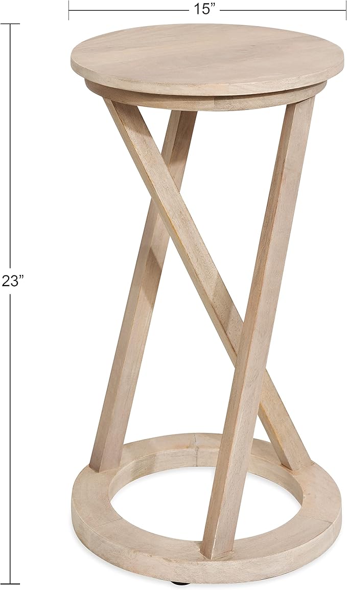 Kate and Laurel Aja Modern Round Side Table, Decorative Modern Geometric Wood - Image 3