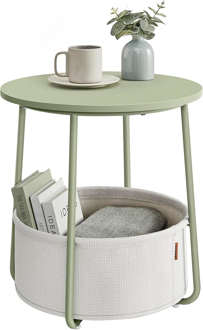 VASAGLE Small Round Side End Table, Modern Nightstand by VASAGLEbySONGMICSHOME