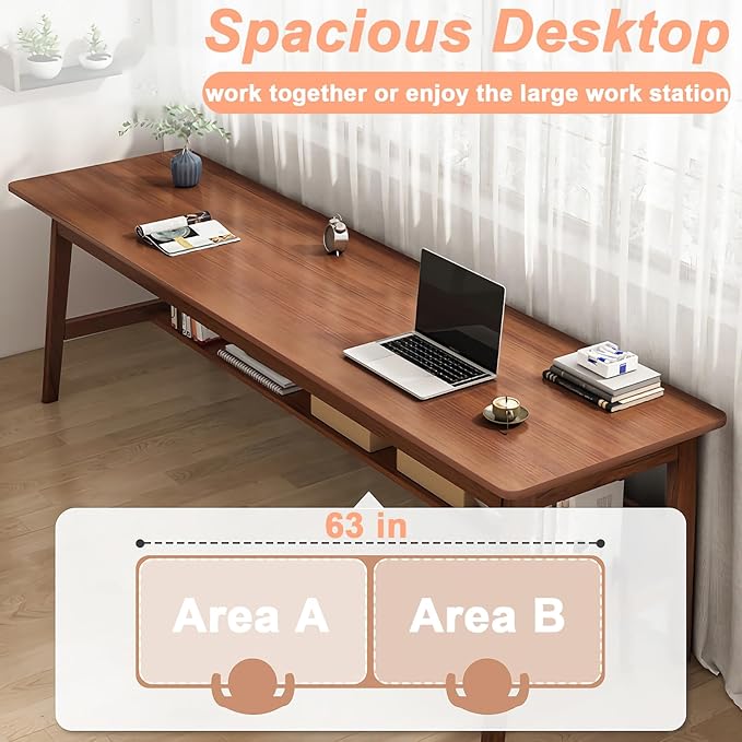 Solid Wood Desk, Writing Desk, Home Office Workstation - Image 3