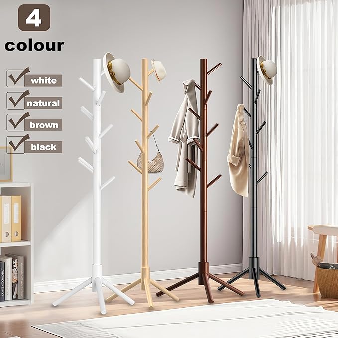 Wooden Coat Rack Stand, Freestanding Coat Rack - Image 7
