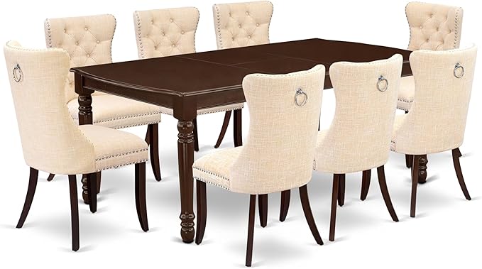 East West Furniture DODA9-MAH-32 9 Piece Dining Table Set Contains a Rectangle by EastWestFurniture