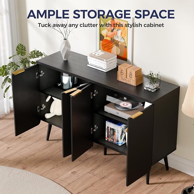 47.2" Buffet Cabinet with 4 Doors, Accent Sideboard Cabinet with Adjustable - Image 5
