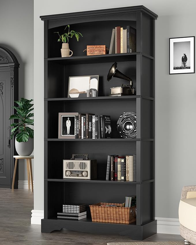 TVU 5-Tier Wooden Bookshelf, 65 Inch Tall Bookshelf - Image 2