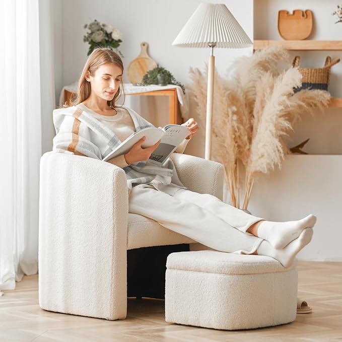 COLAMY Upholstered Sherpa Barrel Accent Chair - Image 4
