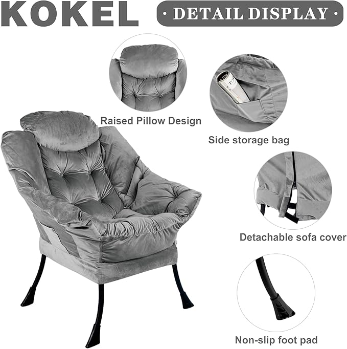 Lazy Chair with Folding Ottoman, Living Room Chairs, Accent Contemporary Lounge - Image 5