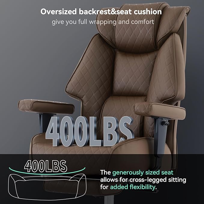 Big and Tall Office Chair with Footrest, PU Leather High Back Executive Office - Image 3