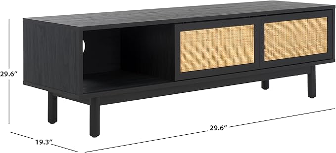 SAFAVIEH Aino TV Stand for up to 60" Flatscreen – Black, 2 Sliding Doors - Image 2