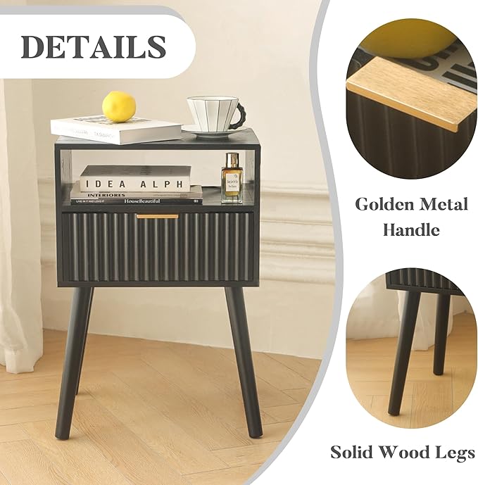 Black Nightstand, Modern Bedside Table - Image 5