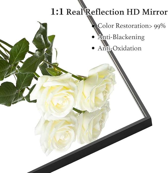 30x36 Inch Black Bathroom Mirror, Copper-Free Mirror, Aluminum Alloy Frame - Image 5