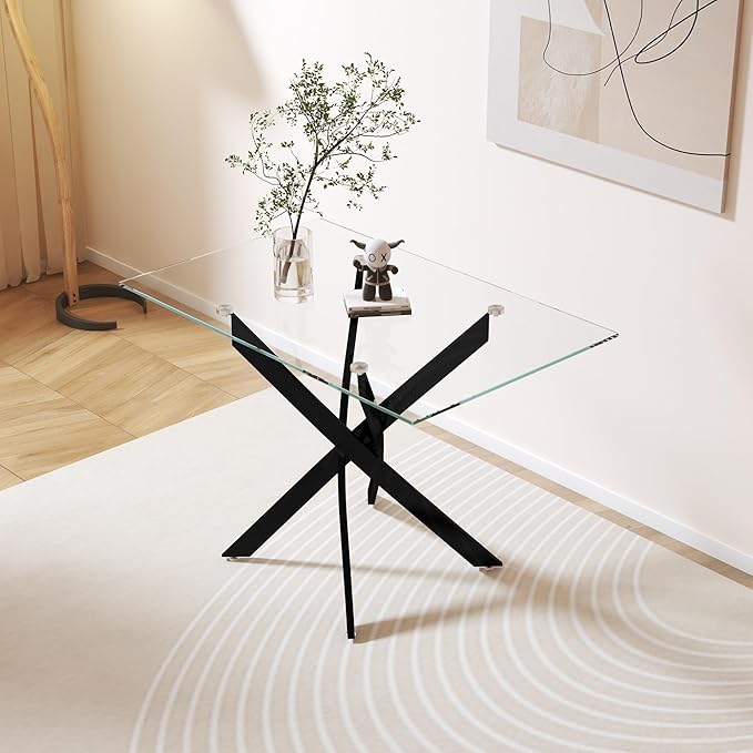 Tempered Glass Dining Table 48 Inch Mordern Rectangular Kitchen Table - Image 5