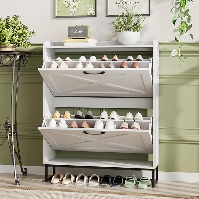 Maupvit Shoe Cabinet with 2 Flip Drawers, Freestanding Shoe Cabinet Organizer - Image 9