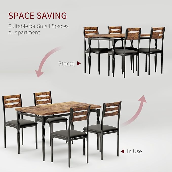 GarveeHome 5 Piece Dining Table Set, Industrial Style Dining Table and Chairs - Image 3