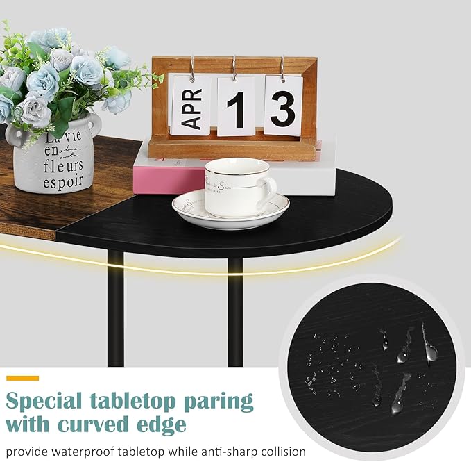 Small Round Coffee Table, 2-Tier Oval Center Table - Image 4