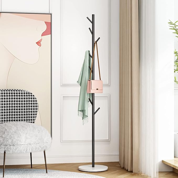 Black Metal Coat Rack, Freestanding by DOORXIFO